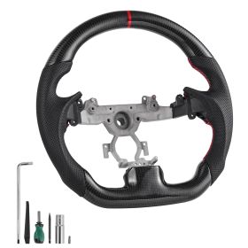 Steering Wheel for 2007-2013 Infiniti G37, Carbon Fiber Steering Wheel D-Shaped Flat-Bottom, Leather Grip with Non-Slip Texture & Precise Stitchi