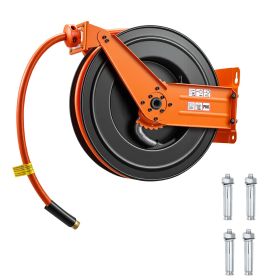 Retractable Air Hose Reel, 3/4 Inch x 50 FT PVC Air Hose Max 300PSI, Auto Rewind Air-Compressor Hoses Reel with 5 ft Lead in