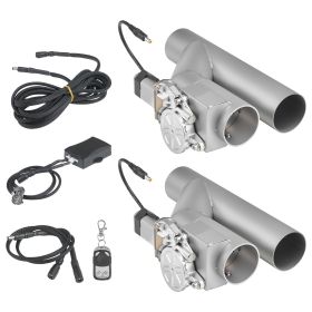 Electric Exhaust Cutout, 2.5 Inch 2PCS Universal Stainless Steel Exhaust Valve Kit with One Controller Remote Kit, Cut Out Valve, Y Pipe
