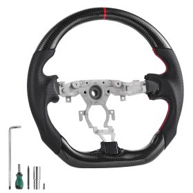 Steering Wheel for 2008-2020 Nissan 370Z, Carbon Fiber Steering Wheel D-Shaped Flat-Bottom, Leather Grip with Non-Slip Texture & Precise Stitchin