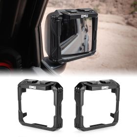 OMU Genesis Series Aluminum Rearview Mirror Rain Shield Frame Compatible with 2018-2024 Jeep Wrangler JL & 2020-2024 Jeep Wrangler Gladiator JT