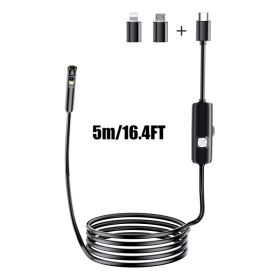 Lighted Endoscope Dual Camera, 1920P HD Endoscope Tool With 8 Adjustable LED Lights, Endoscope With Semi-Rigid Snake Camera, Waterproof 8mm Wide- (Option: 5M)