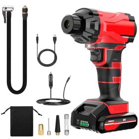 1Pc 150PSI Cordless Car Tire Inflator Rechargeable  2V Portable Electric Air Compressor With LED Light For Car Bike Motorcycle Ball (Option: Red)
