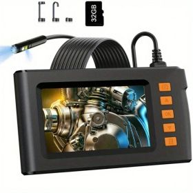 4.3 Inch Dual Lenses Endoscope Camera With Light, With 32GB Memory Card- Waterproof Borescope Camera With 8 Adjustable LED Lights,  LCD Screen, H (Option: 5M)