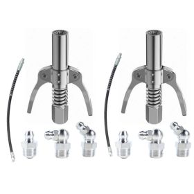 Grease Gun Coupler Double Handle High Pressure Quick Release Lock Nozzles With Hose (Option: 2pcs)