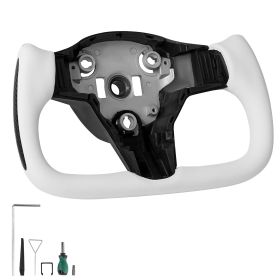 Steering Wheel for 2016-2023 Tesla Model 3, Carbon Fiber Steering Wheel D-Shaped Flat-Bottom with Heating Function, Leather Grip with Non-Slip Te (Default: Default)