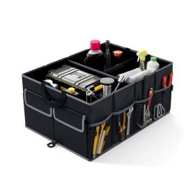 Portable Car Trunk Organizer Box with Side Pockets for Travel (Color: Black, Type: 13 Gal)