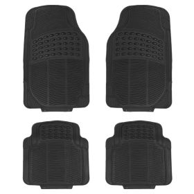 4Pcs Automotive Floor Mats Front And Rear PVC Rubber Floor Mats Heavy Duty Drive Vehicle Car Mats With Trimmable Design Fit Most Cars SUVs Trucks (Option: Black)