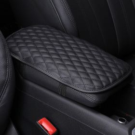 1Pc Car Armrest Pad Cover PU Leather Auto Center Console Seat Box Cover Protector Car Accessories Armrest Cushion Pad Fit For Vehicle SUV Truck C (Option: Black)